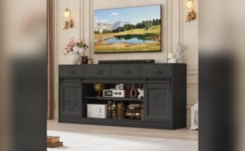 Best Farmhouse Entertainment Center With Adjustable Shelves