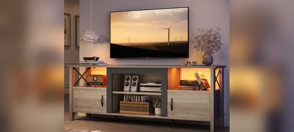 Best Farmhouse Entertainment Center With Led Lights